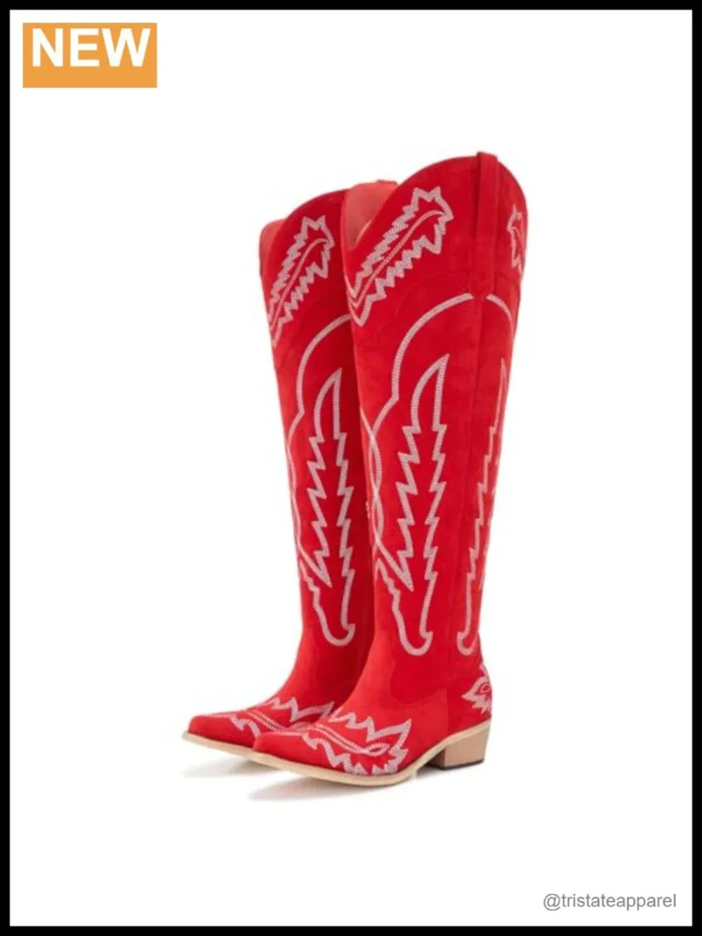 Over the Knee Western Cowboy Boots Wide Calf Plus Size Side Zipper Low Heel